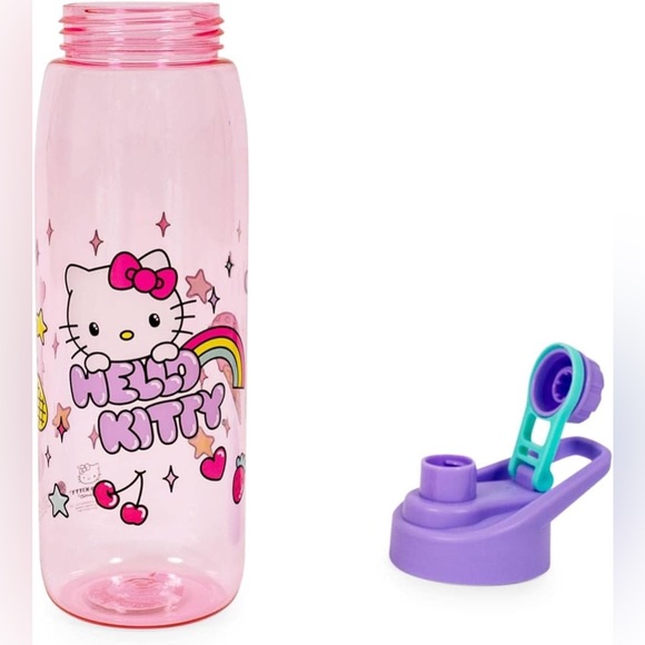 Sanrio Hello Kitty Rainbow Treats and Stars Water Bottle with Lid 28 Ounces NWT. - Picture 9 of 11